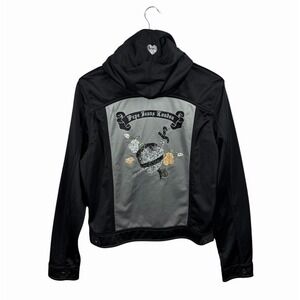 Vintage Pepe Jeans London Rhinestone Embroidered Embellished Hooded Jacket